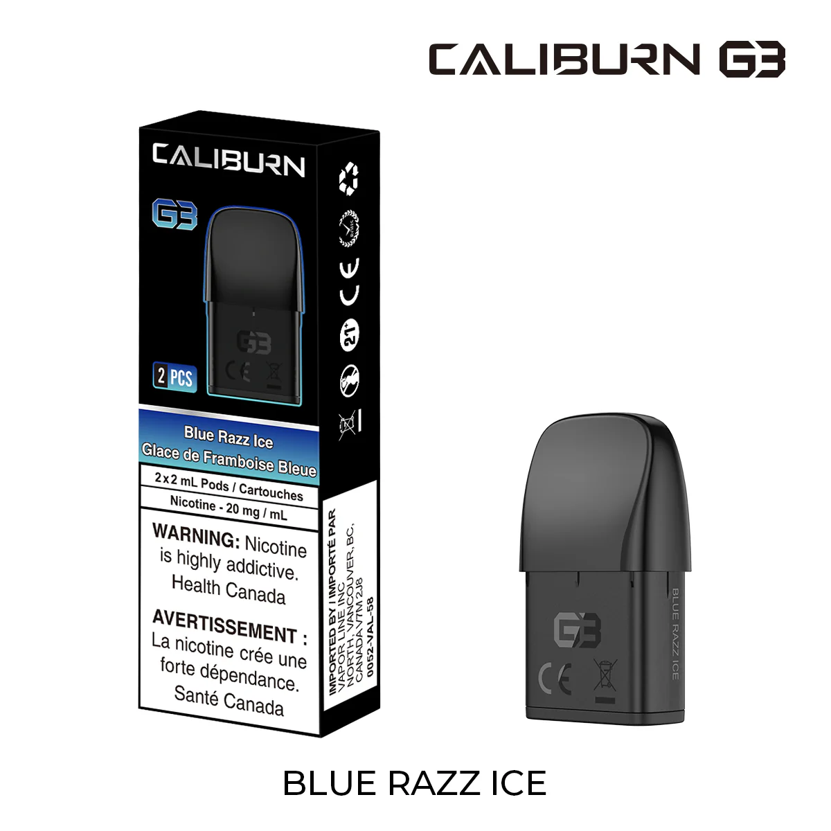 Blue-razz-ice_a74d785f-59e9-4071-9f44-27609575b42a-jpg-1.webp Caliburn G3 Prefilled Pod 2ml - Image 1
